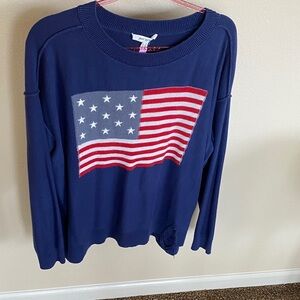 Peace Love World Navy American Flag Sweatshirt